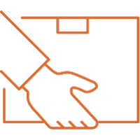 Icon of hands carrying a closed box