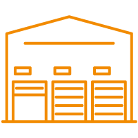 Icon of a warehouse with three doors